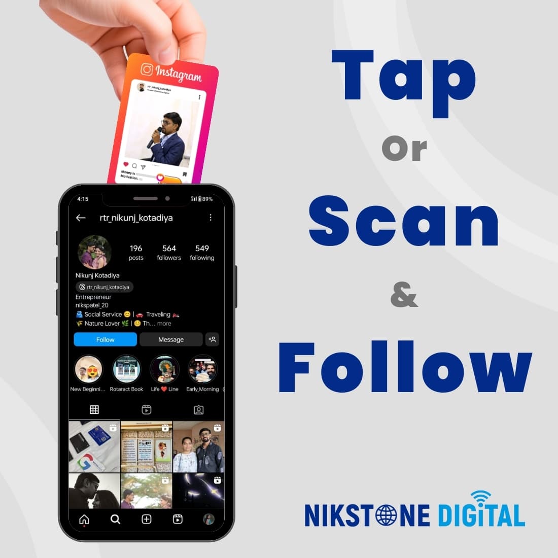 NikStone NFC Instagram Follower Card