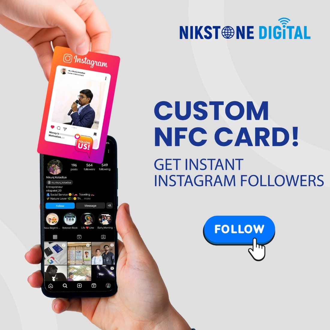 NikStone NFC Instagram Follower Card