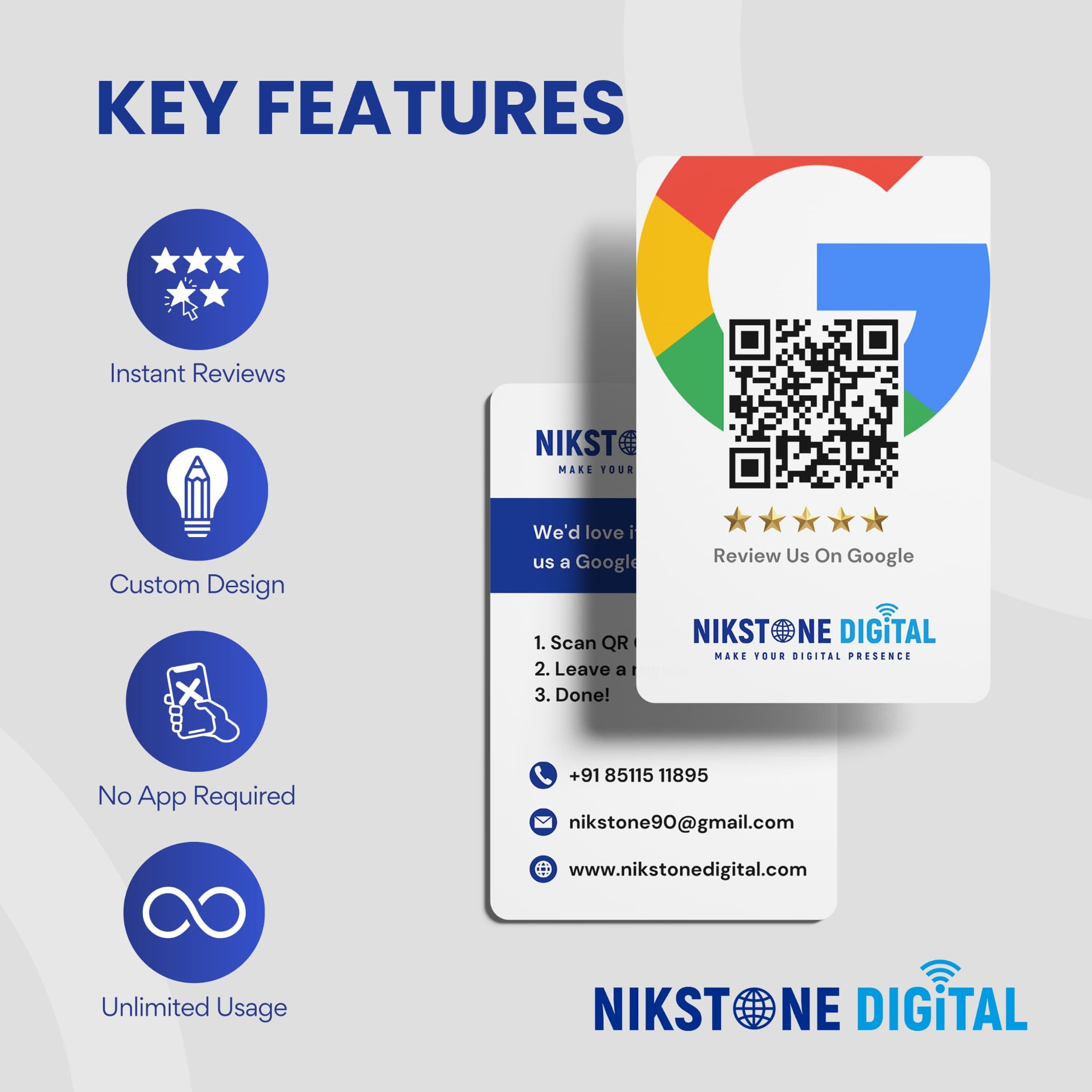 NikStone NFC Google Review Card
